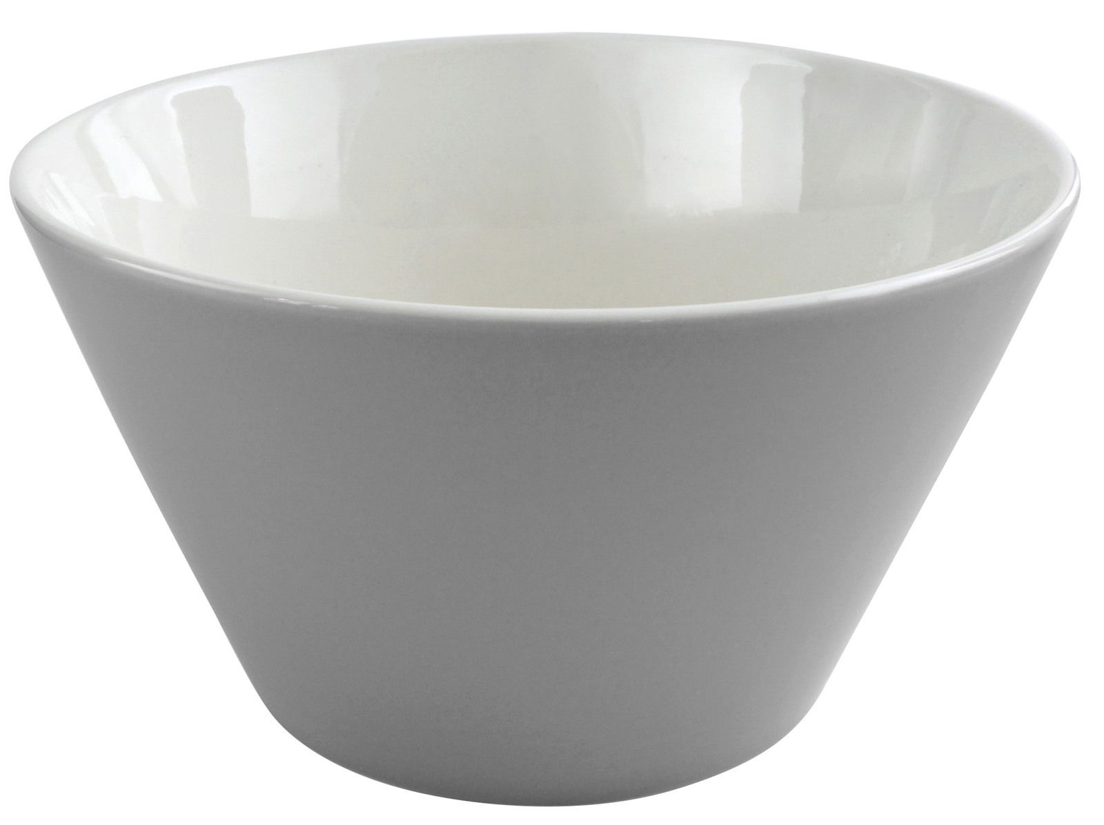 Graue Schüssel aus einem 16-teiligen Kombi-Set, seitliche Perspektive