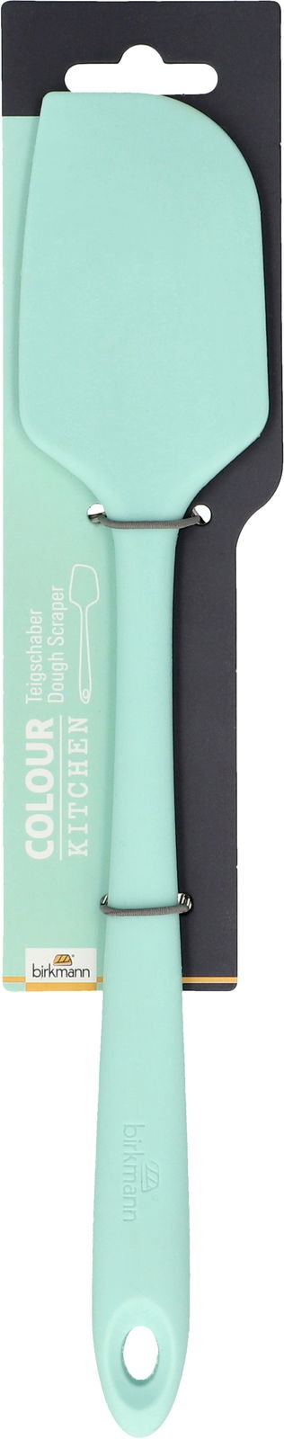 Birkmann Teigschaber COLOUR KITCHEN Mintfarbener Teigschaber von vorne auf einer Verpackungskarte präsentiert.