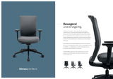 Bürostuhl SITNESS AIRWORK G in Frontalansicht und Seitenansicht, mit ergonomischem Design und atmungsaktivem Netzgewebe.