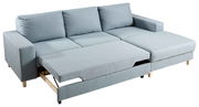 Graues Ecksofa mit ausziehbarem Bett, Perspektive von vorne links