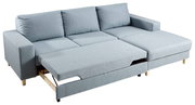 Graues Ecksofa mit ausziehbarem Bett, Perspektive von vorne links