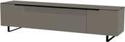 Modernes XL TV-Lowboard in grauer Farbe mit minimalistischen Linien, seitliche Perspektive