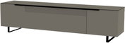 Modernes XL TV-Lowboard in grauer Farbe mit minimalistischen Linien, seitliche Perspektive