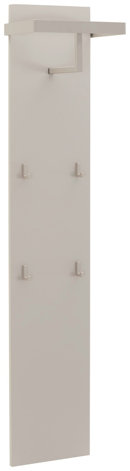 Dieter Knoll Garderobenpaneel ABANO Modernes Garderobenpaneel in seitlicher Perspektive mit mehreren Haken und einer Ablagefläche oben.