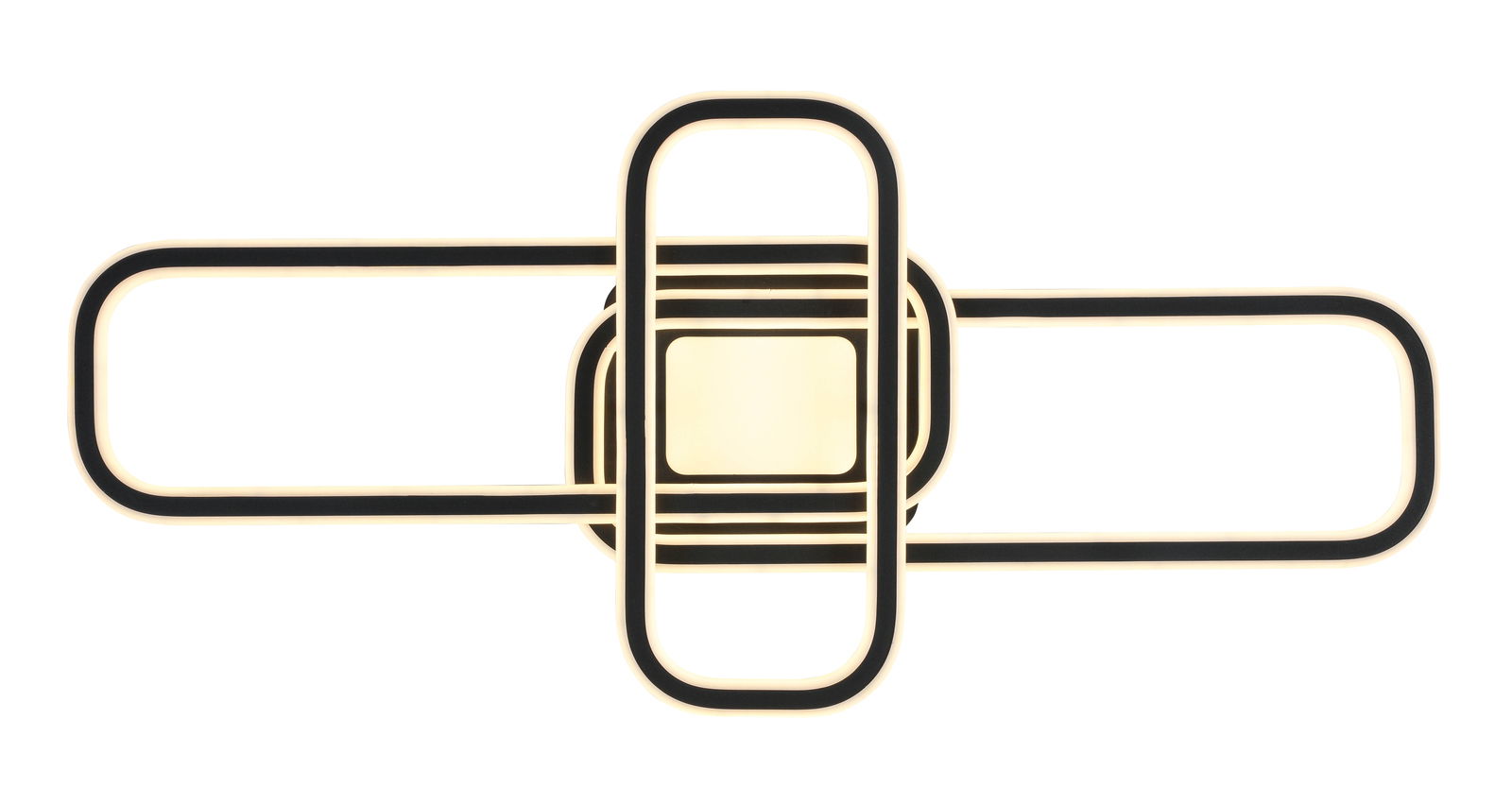 Moderne LED-Deckenleuchte mit geometrischem Design, Ansicht von unten