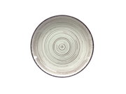 Runde, flache Keramikplatte mit konzentrischen Kreisen, Draufsicht