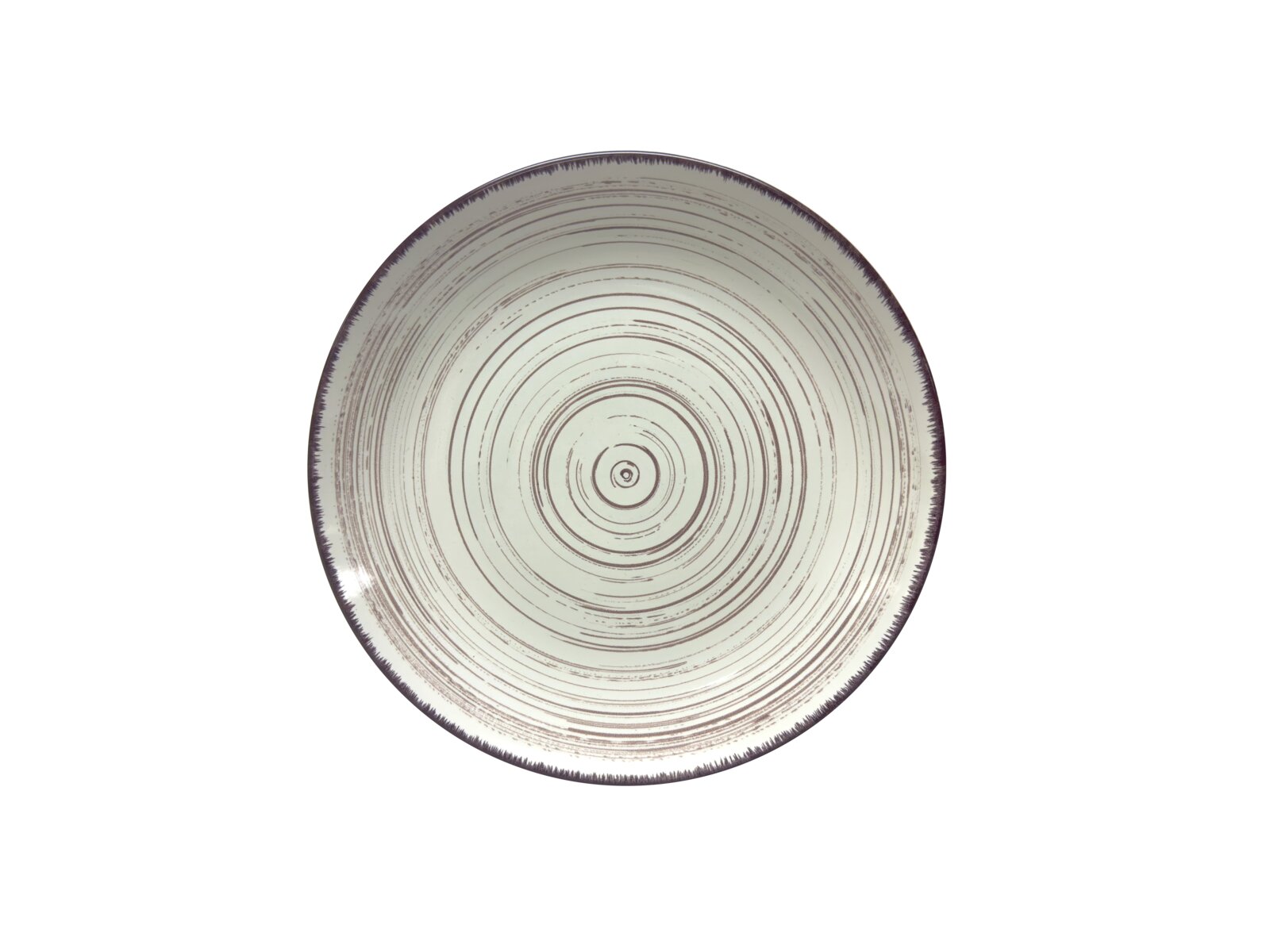 Runde, flache Keramikplatte mit konzentrischen Kreisen, Draufsicht