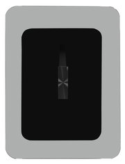 Vogelperspektive auf einen modernen Beistelltisch mit rechteckiger Form und zentralem, dunklem Akzent.