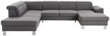 Graues Ecksofa in U-Form mit moderner Polsterung, Vorderansicht