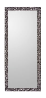 Rechteckiger Spiegel mit dekorativem, gemustertem Rahmen, frontal abgebildet.