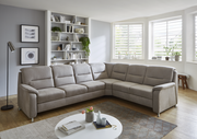 Eckgarnitur Beldomo Comfort ERFURT in einem modernen Wohnzimmer, seitliche Perspektive
