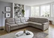 Eckgarnitur Beldomo Comfort ERFURT in einem modernen Wohnzimmer, seitliche Perspektive