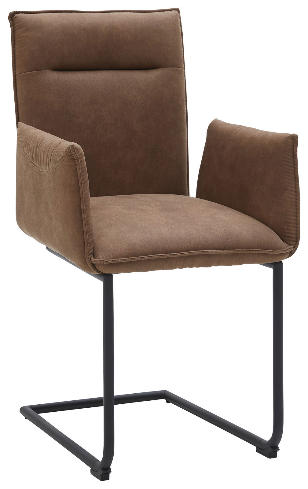 Brauner Freischwinger-Sessel Valnatura Serie SCALA mit Armlehnen, seitliche Perspektive