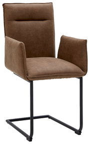 Brauner Freischwinger-Sessel Valnatura Serie SCALA mit Armlehnen, seitliche Perspektive