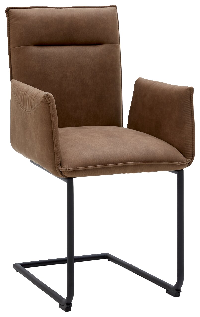 Brauner Freischwinger-Sessel Valnatura Serie SCALA mit Armlehnen, seitliche Perspektive