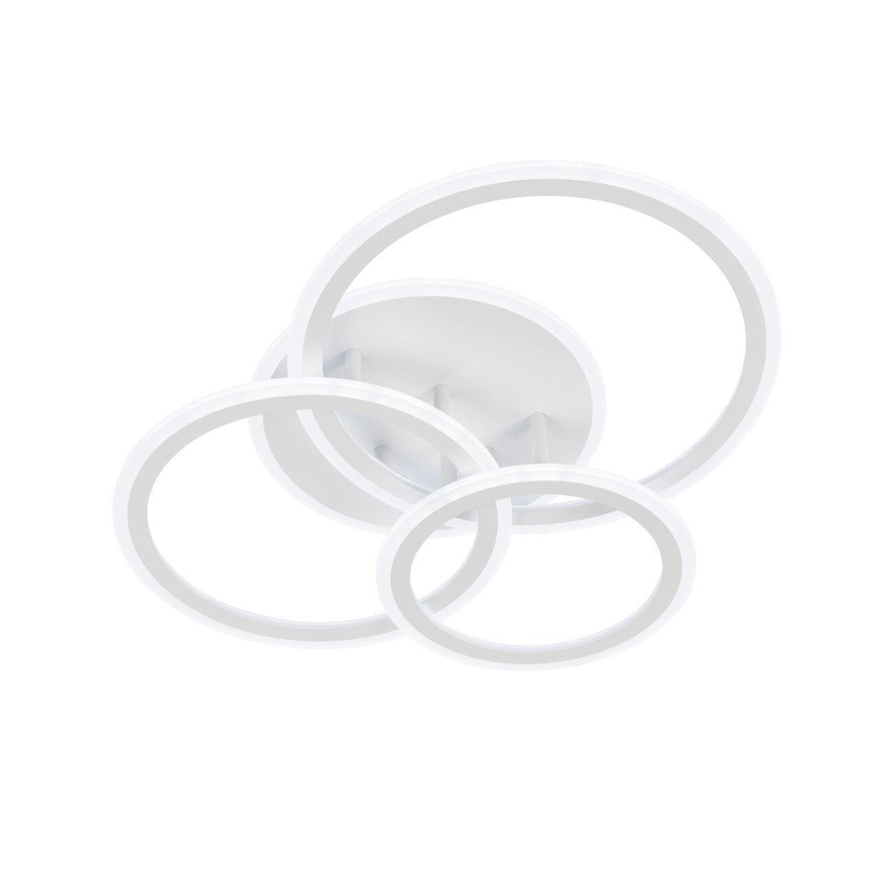 Fischer & Honsel LED-Deckenleuchte GELDER Moderne Deckenleuchte mit drei weißen, ineinander verschlungenen Ringen, Ansicht von unten.