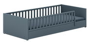 Graues Bodenbett mit Gitterstäben, seitliche Perspektive