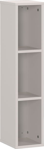 Weißes Unterstell- oder Wandregal mit drei offenen Fächern, seitliche Perspektive