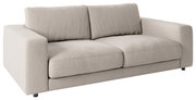 Beige tweezitsbank van stof, zijaanzicht
