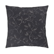Dekoratives Kissen mit floralem Muster in dunkler Farbe, Vorderansicht