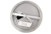 Rückansicht einer runden LED-Deckenleuchte mit sichtbarer Verkabelung und Montagehalterung.