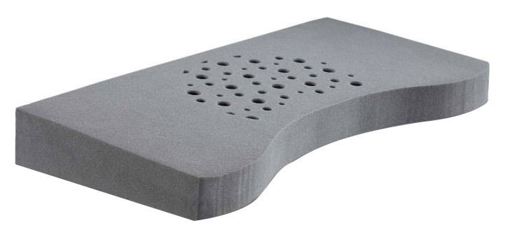 GELTEX Kissen in seitlicher Perspektive mit ergonomischer Form und Belüftungslöchern.