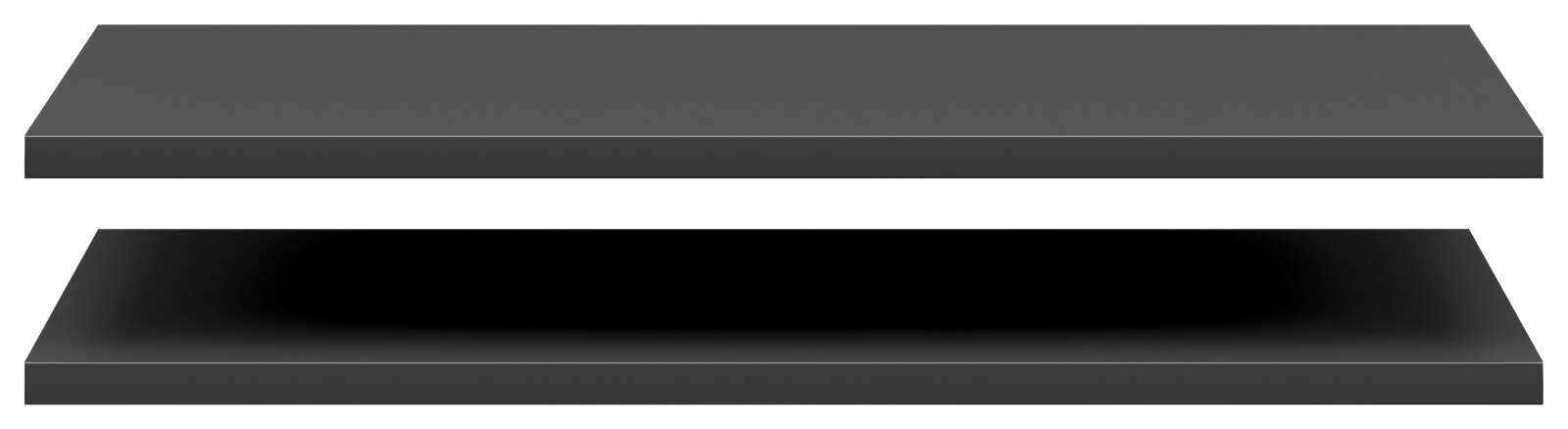 Zwei graue Einlegeböden in einer horizontalen Ansicht übereinander.