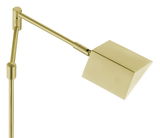 Goldene LED-Tischleuchte mit modernem, geometrischem Design, seitliche Perspektive