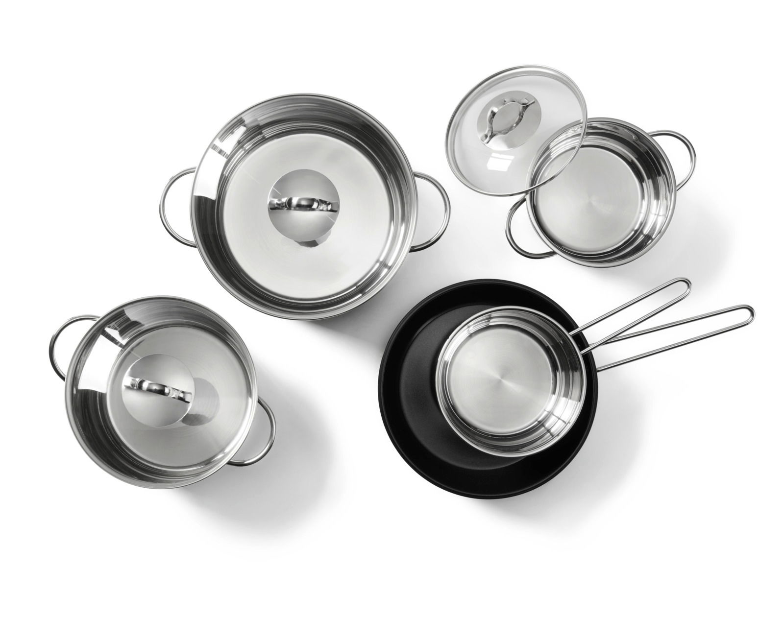 Topfset 5-tlg. aus Edelstahl, Draufsicht