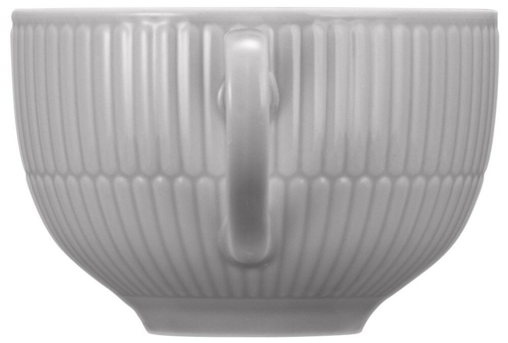 Seitenansicht einer gerippten Milchkaffeeobertasse mit Henkel, 0,35 l