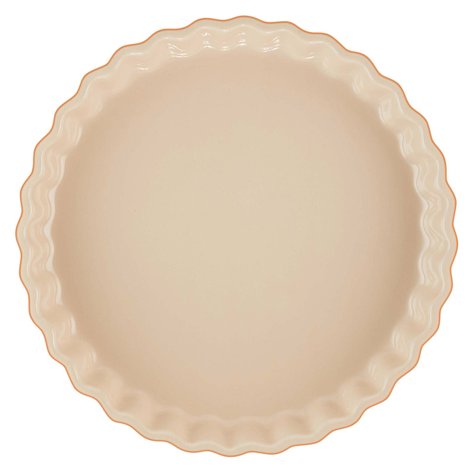 Runde Tarte-Form mit gewelltem Rand in Ofenrot, Draufsicht