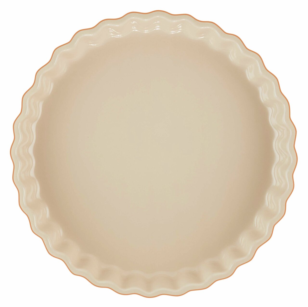 Runde Tarte-Form mit gewelltem Rand in Ofenrot, Draufsicht
