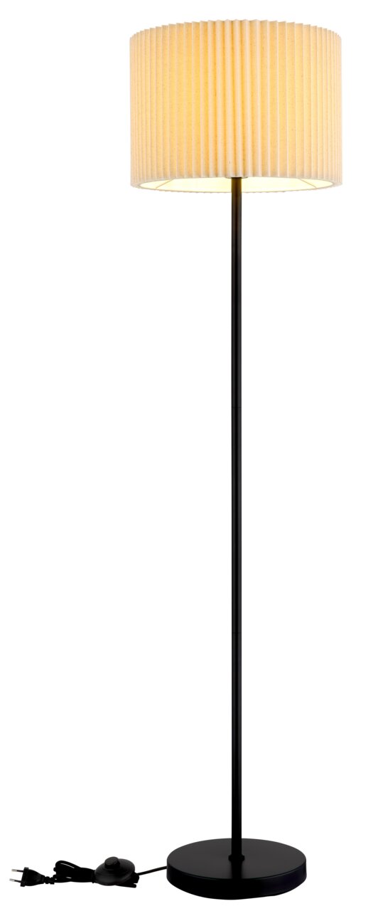 Globo Lighting Stehleuchte PAGE Stehleuchte mit schwarzem Ständer und cremefarbenem Lampenschirm, seitliche Perspektive
