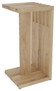 Moderner Beistelltisch aus hellem Holz in seitlicher Perspektive