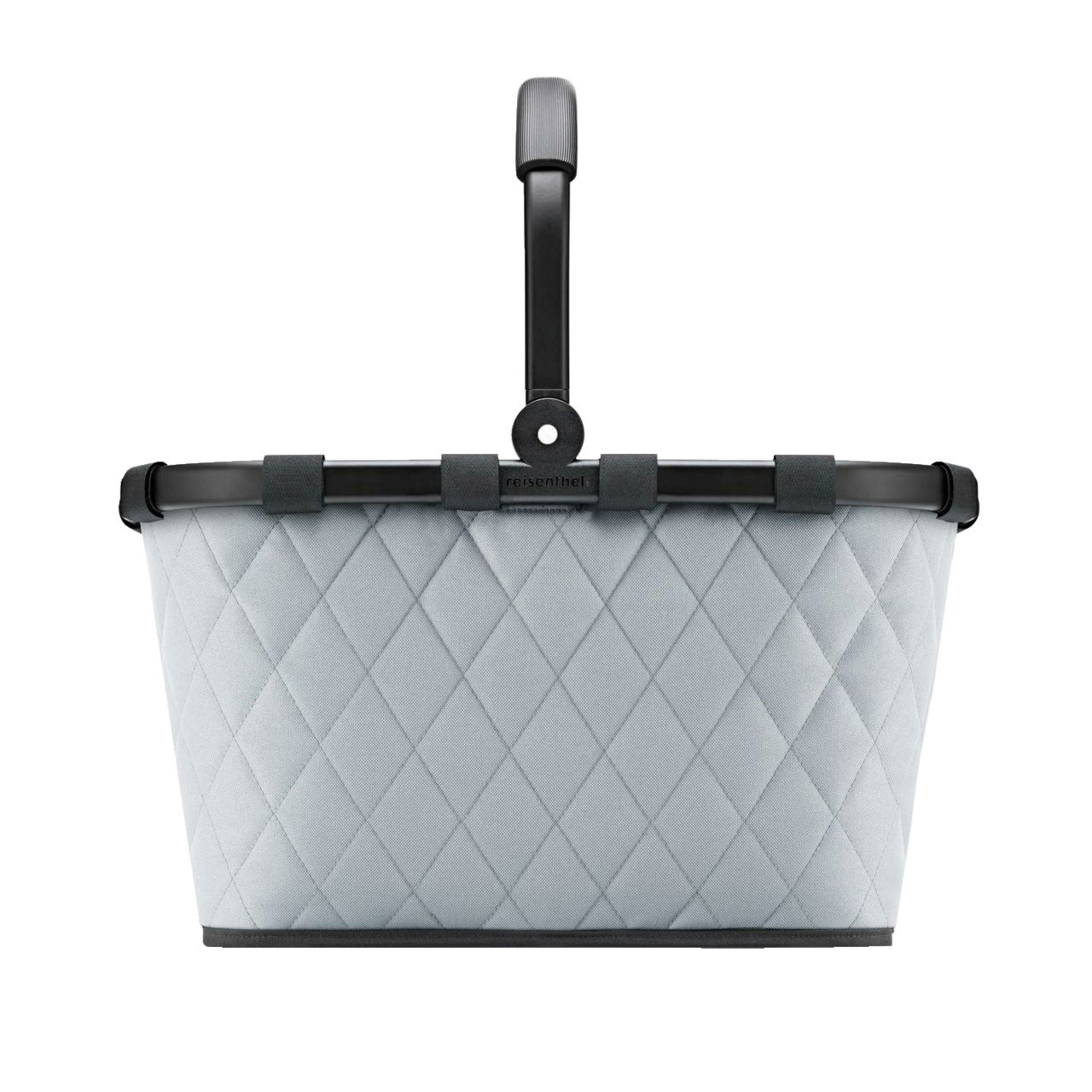 Grauer Einkaufskorb mit Rautenmuster, Vorderansicht