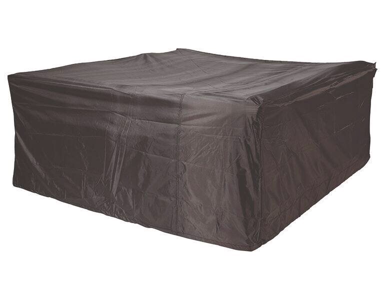 Zurbrüggen Sitzgruppenhülle 180x110 cm AeroCover Schwarze Sitzgruppenhülle aus robustem Material, perspektivisch von vorne rechts fotografiert.