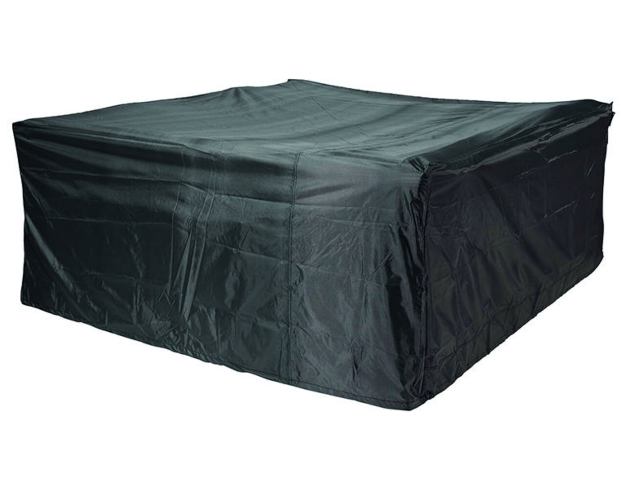 Zurbrüggen Sitzgruppenhülle 180x110 cm AeroCover Schwarze Sitzgruppenhülle aus robustem Material, perspektivisch von vorne rechts fotografiert.