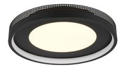 Moderne schwarze Deckenleuchte mit perforiertem Rand, seitliche Perspektive
