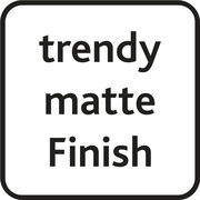 Ansicht eines Schildes mit der Aufschrift 'trendy matte Finish'.