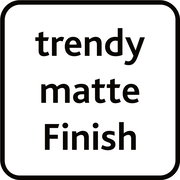 Ansicht eines Schildes mit der Aufschrift 'trendy matte Finish'.