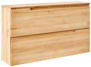 Hängeschuhschrank aus hellem Holz mit zwei Klappen, seitliche Perspektive