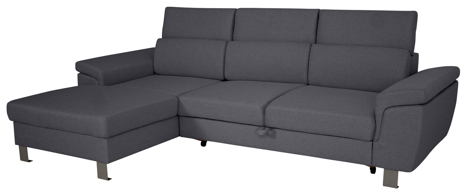 Graues Ecksofa mit Ottomane links, Vorderansicht