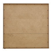 Rückansicht eines Bücherregals aus Holz mit sichtbaren Schrauben und einfacher Rückwand.