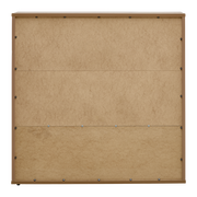 Rückansicht eines Bücherregals aus Holz mit sichtbaren Schrauben und einfacher Rückwand.