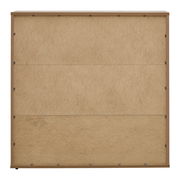 Rückansicht eines Bücherregals aus Holz mit sichtbaren Schrauben und einfacher Rückwand.