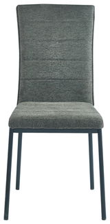 Moderner grauer Stuhl mit Stoffbezug, Vorderansicht