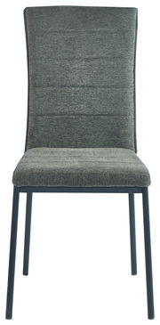 Moderner grauer Stuhl mit Stoffbezug, Vorderansicht