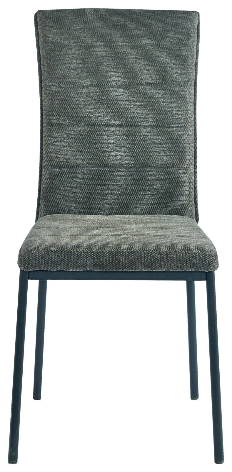 Moderner grauer Stuhl mit Stoffbezug, Vorderansicht