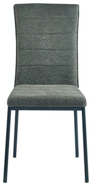 Moderner grauer Stuhl mit Stoffbezug, Vorderansicht