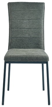 Moderner grauer Stuhl mit Stoffbezug, Vorderansicht